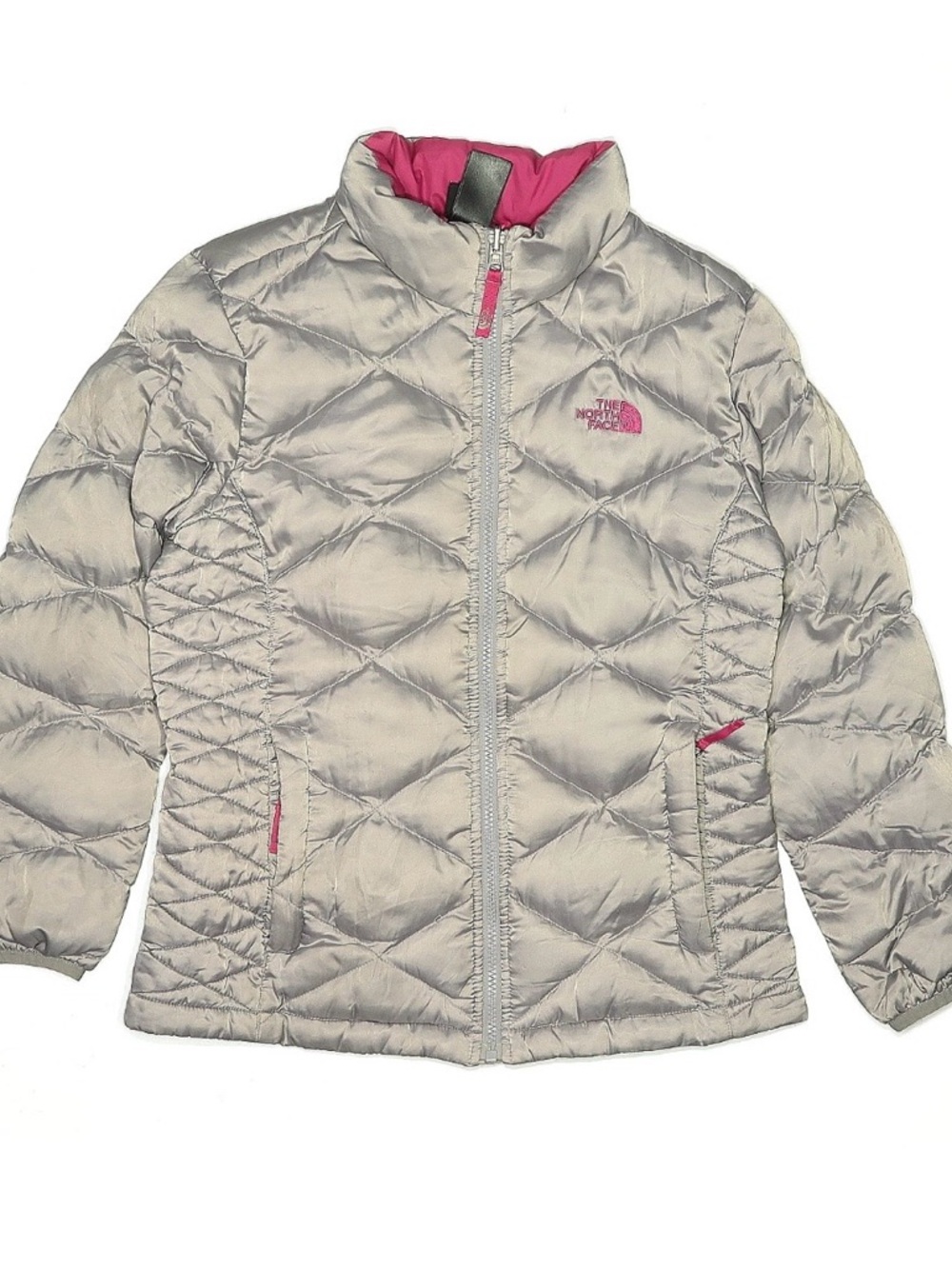 The North Face Silver & Pink Quilted Puffer Jacket